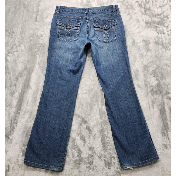 Calvin Klein Jeans Womens 12 Blue Mid Rise Slim Bootcut Stretch Denim Casual - Picture 3 of 16